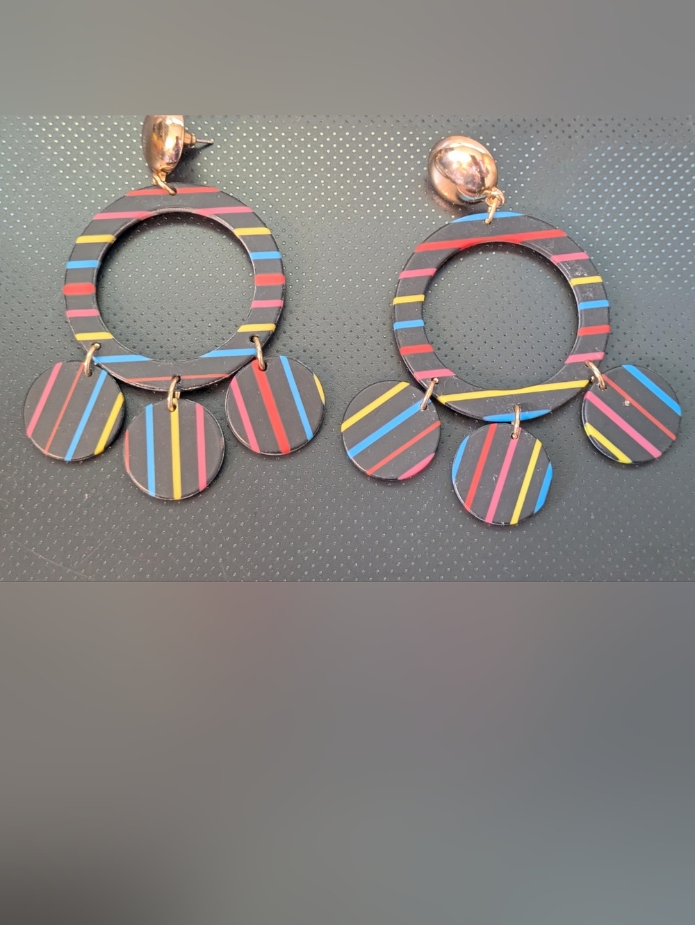 Colorful Stripe Circle Dangle Earrings